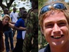 Kenyan riot squad try to block 59-year-old British aristocrat as she lays roses outside the police station linked to her son¿s mysterious death