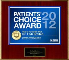 Dr. Braiteh of Las Vegas, NV has been named a Patients' Choice Award Winner for 2012